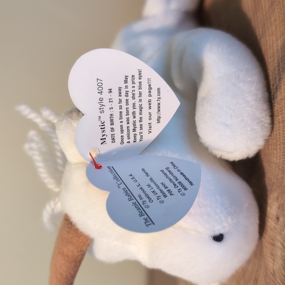 TY MYSTIC Beanie Baby Mystic the Unicorn Brown Horn Collectibles BD 5-21-94 - Picture 7 of 8